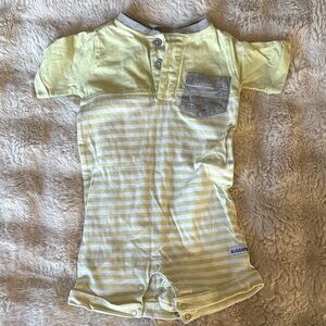 Striped Green and Gray Baby Romper